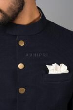 Navy Textured Bandhgala - Image 2