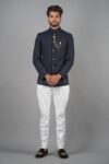 Navy Textured Bandhgala