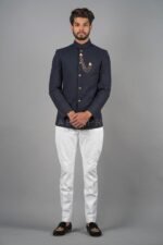 Navy Textured Bandhgala