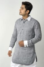 Pewter Chambray Short Kurta Set (Pack of 2) - Image 2