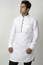 White Linen Short Kurta - Image 2