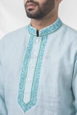 Hand Embroidered Pastel Blue Kurta (AK36) - Image 3