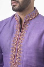 Hand Embroidered Mauve Kurta (AK39) - Image 3