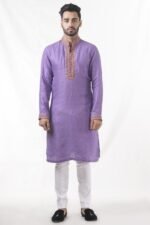 Hand Embroidered Mauve Kurta