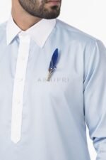 Pastel Blue Pathani Kurta Set (AK41) - Image 4