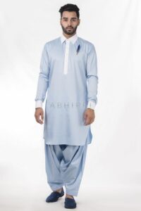 Pastel Blue Pathani Kurta Set