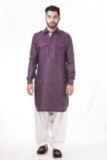 Grape Cotton Pathani Kurta Set