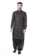 Matte Black Pathani Suit