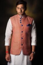 Peach Chambray Detailed Waistcoat (ANJ30) - Image 2