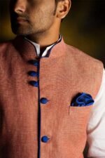 Peach Chambray Detailed Waistcoat (ANJ30) - Image 3
