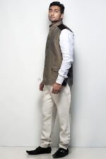 Glossy Warm Gray Detailed Waistcoat (ANJ62) - Image 2