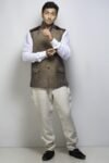 Glossy Warm Gray Detailed Waistcoat