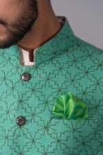 Jungle Green Geometric Designed Waistcoat (AN66) - Image 2