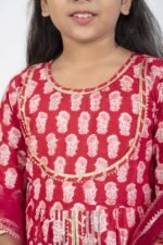 AbhiPri Cotton Jaipuri Print 3 Piece Peplum Set for Kids (Sharara), Red (PeplumSet-1) - Image 3
