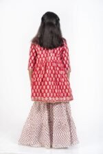 AbhiPri Cotton Jaipuri Print 3 Piece Peplum Set for Kids (Sharara), Red (PeplumSet-1) - Image 4