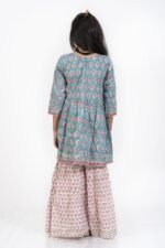 AbhiPri Cotton Jaipuri Print 3 Piece Peplum Set for Kids (Sharara), Blue (PeplumSet-2) - Image 5