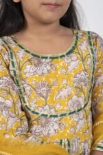 AbhiPri Cotton Jaipuri Print 3 Piece Peplum Set for Kids (Sharara), Yellow (PeplumSet-3) - Image 4