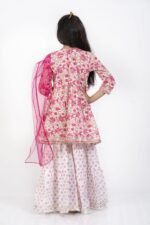 AbhiPri Cotton Jaipuri Print 3 Piece Peplum Set for Kids (Sharara), Pink (PeplumSet-4) - Image 4