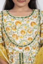 AbhiPri  Cotton Jaipuri Print 3 Piece Peplum Set for Kids (Sharara), Light Green (PeplumSet-6) - Image 5