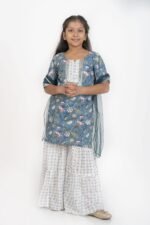 AbhiPri Cotton Jaipuri Print Girl’s Gharara Kurti,  Style 1 (Girlsghararakurti-1)