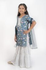 AbhiPri Cotton Jaipuri Print Girl’s Gharara Kurti,  Style 1 (Girlsghararakurti-1) - Image 3