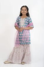 AbhiPri Cotton Jaipuri Print Girl’s Gharara Kurti,  Style 3 (Girlsghararakurti-3)