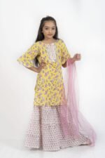 AbhiPri Cotton Jaipuri Print Girl’s Gharara Kurti,  Style 4 (Girlsghararakurti-4) - Image 2