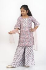 AbhiPri Cotton Jaipuri Print Girl’s Gharara Kurti,  Style 6 (Girlsghararakurti-6) - Image 2