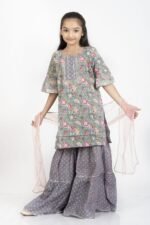 AbhiPri Cotton Jaipuri Print Girl’s Gharara Kurti,  Style 7 (Girlsghararakurti-7) - Image 3