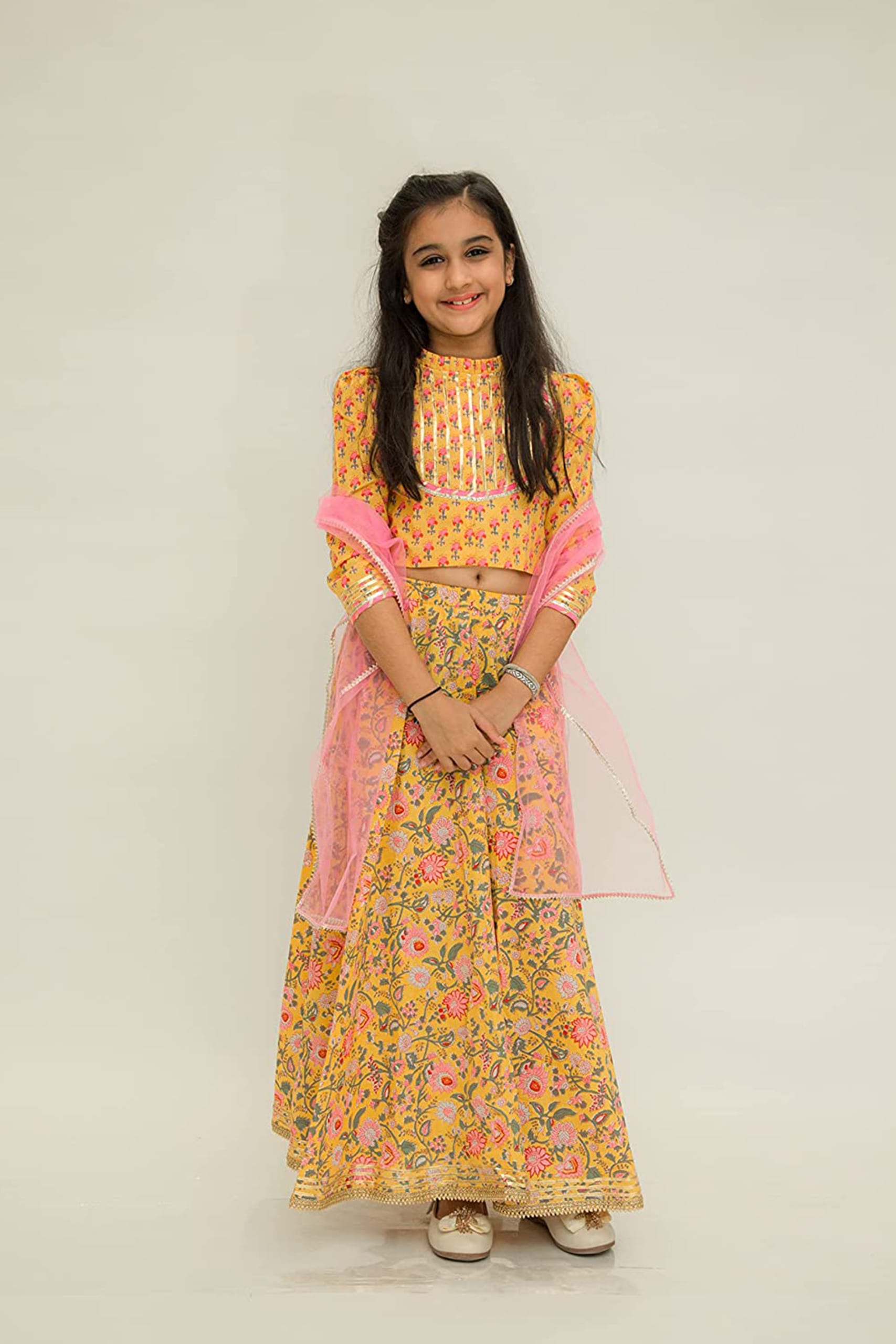 ABHIPRI Girl's Cotton Jaipuri Print Lehenga Set | Lehenga with Crop top and  Dupatta - AbhiPri