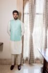 Aqua Flake Nehru Jacket