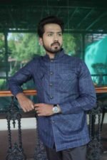 Mandarin Four Pocket Blue Hunter Shirt - Image 2
