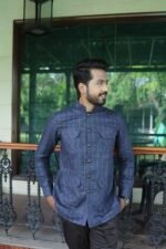Mandarin Four Pocket Blue Hunter Shirt